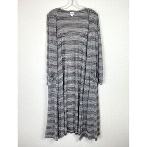 Lularoe Sarah Duster Cardigan Size S Heather Brown White Long Sleeve Open Front